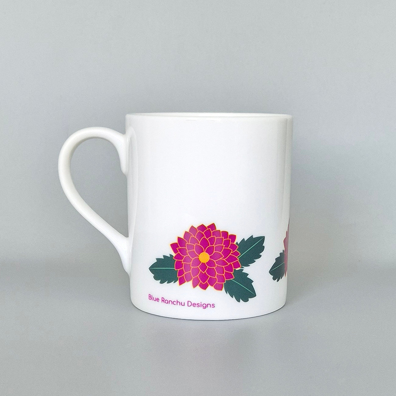 Dahlia bone china mug back of mug