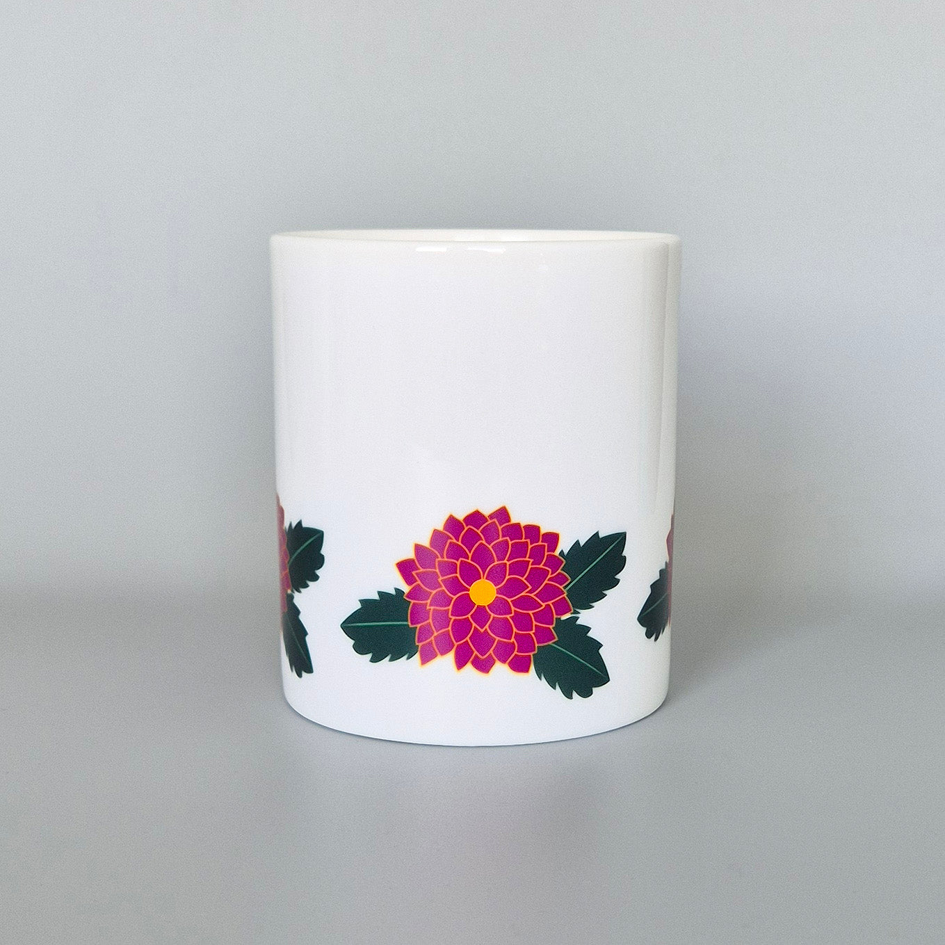 Dahlia bone china mug side view