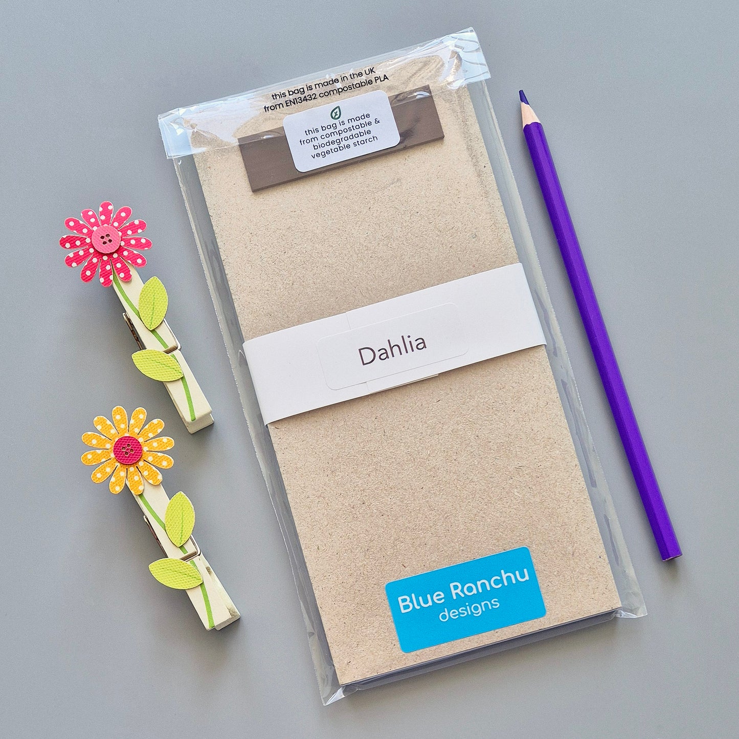 Dahlia magnetic list pad showing magnet on back