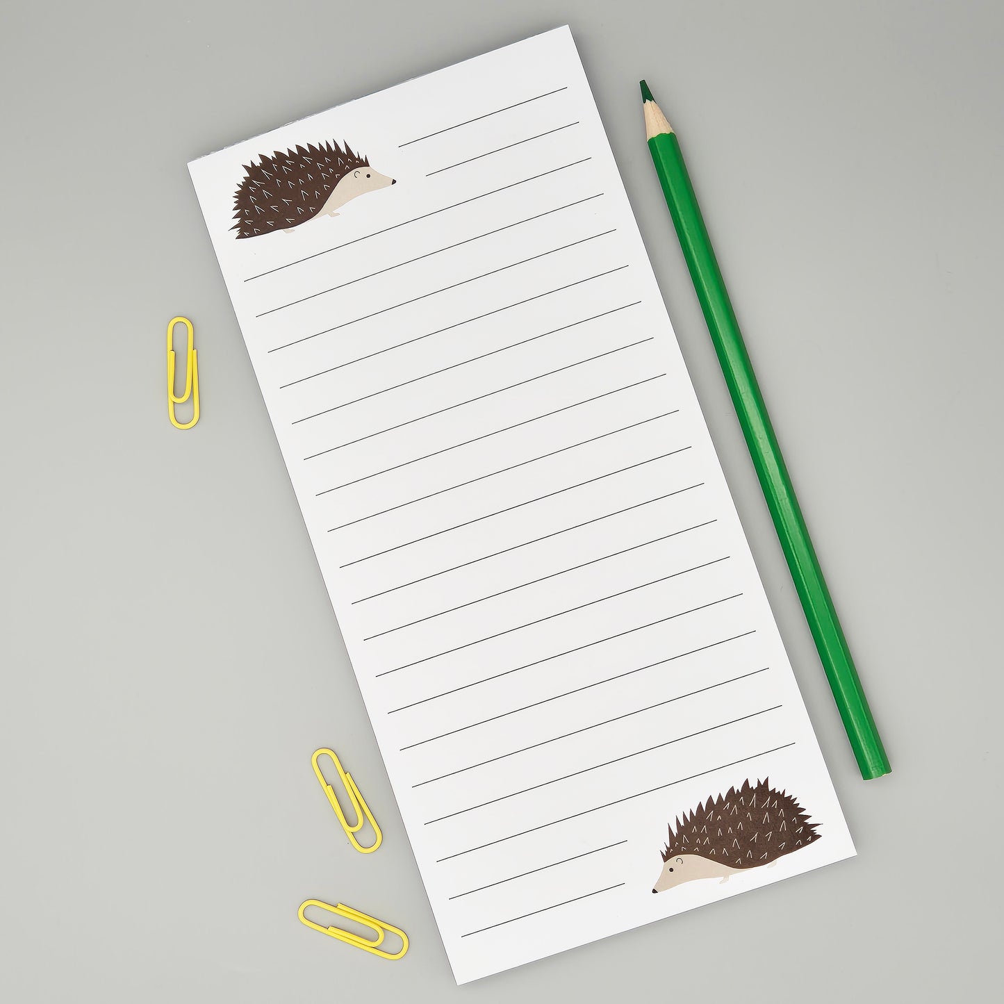 Hedgehog magnetic list pad with two hedgehogs and lined paper