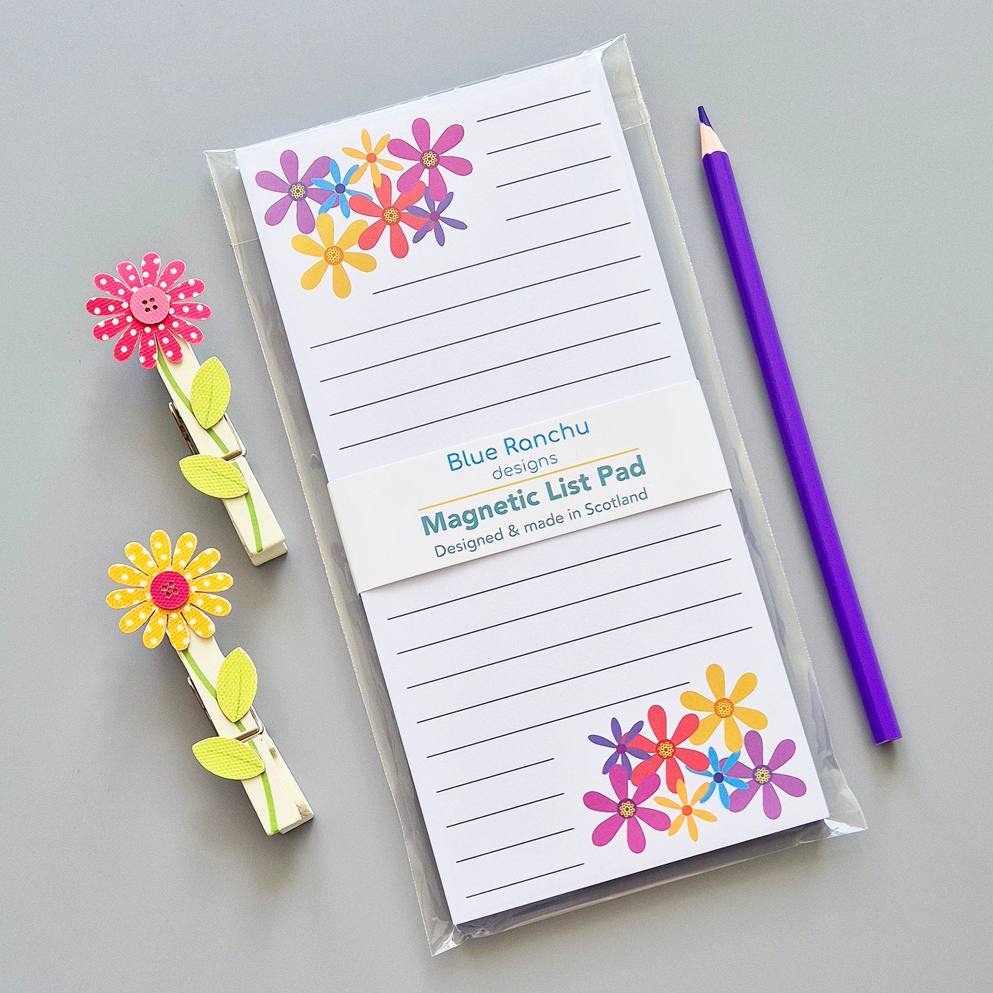 Summer flowers magnetic list pad in eco packaging