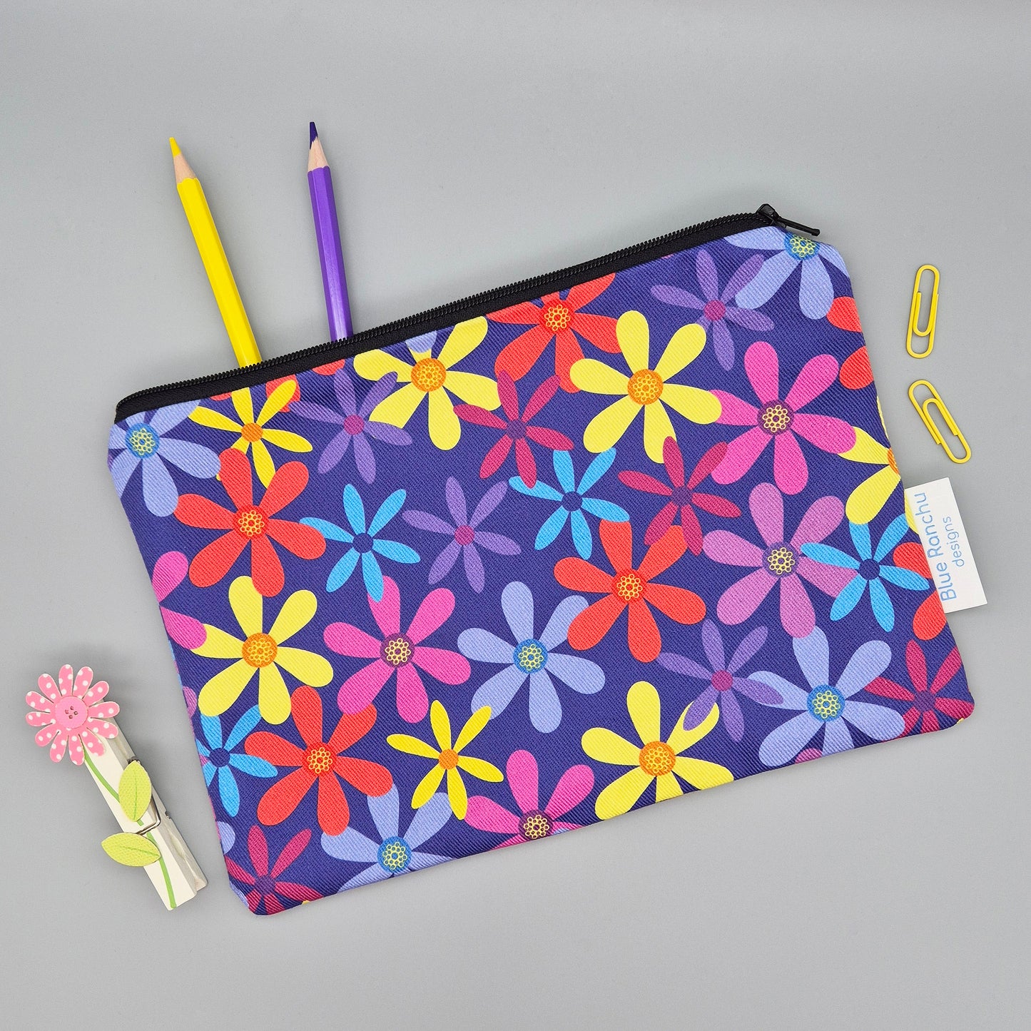 Multicoloured summer flowers pencil case