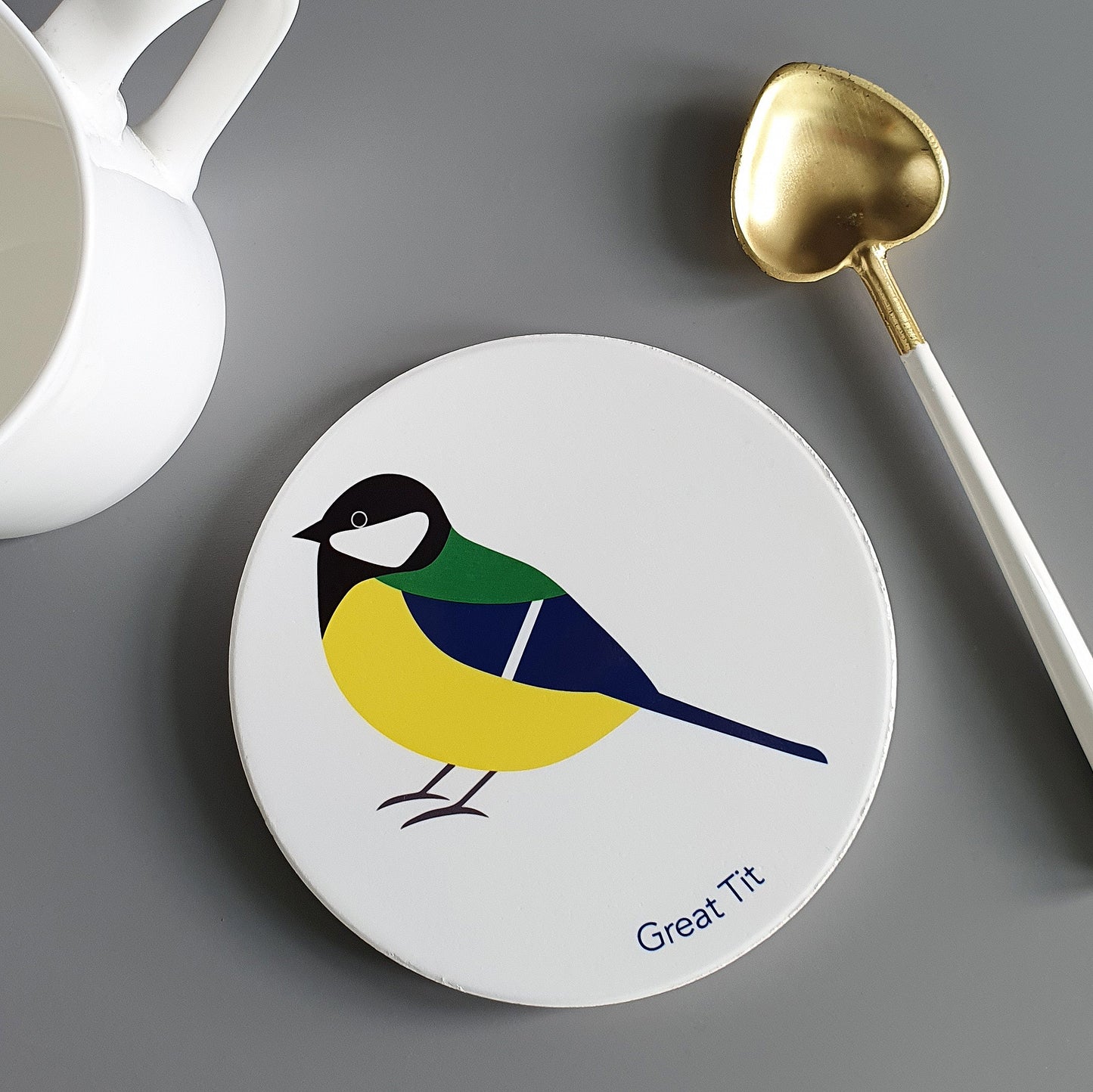 Great Tit ceramic coaster