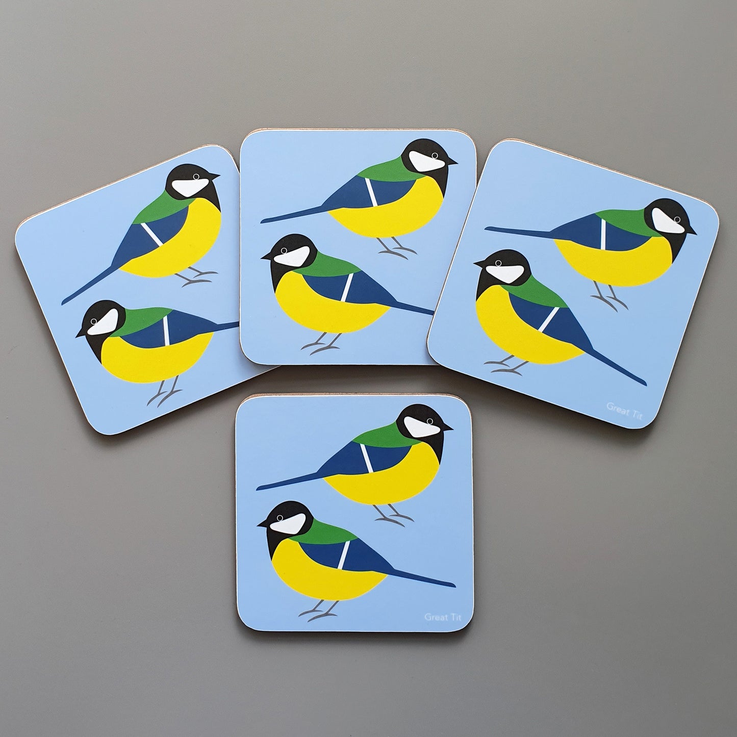 Great Tit coaster set of 4