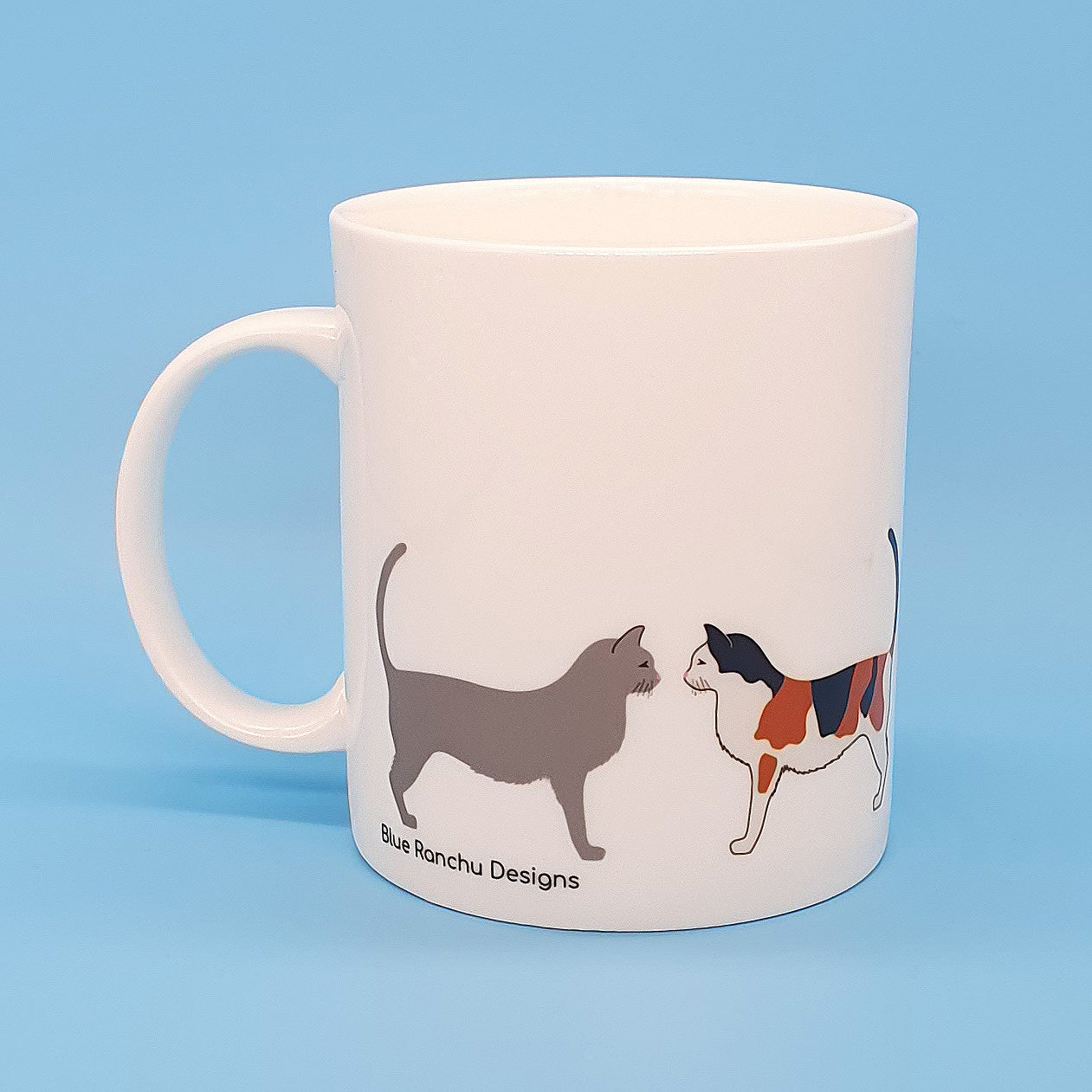 Large bone china mug with cats