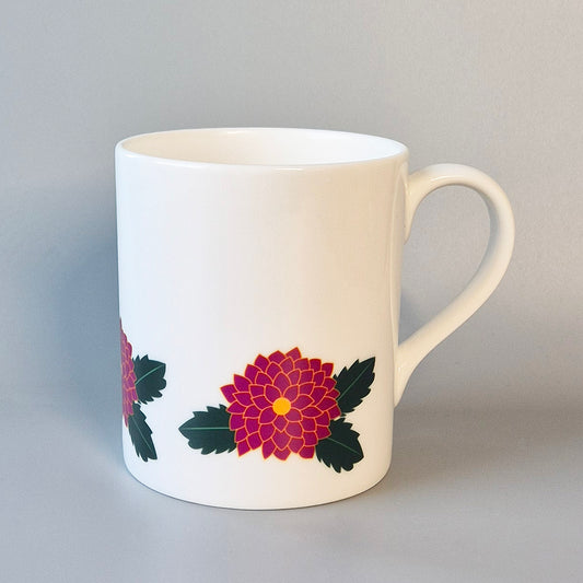 Pink Dahlia bone china mug