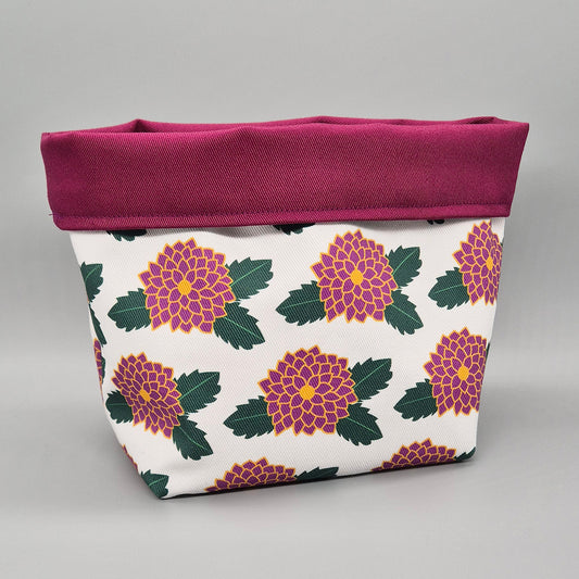 Dahlia floral fabric storage basket
