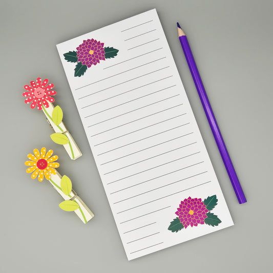 Purple Dahlia magnetic list pad