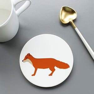 Red Fox large ceramic coaster