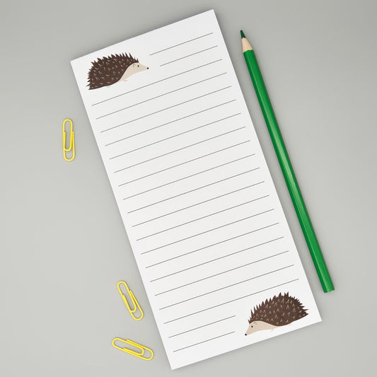Hedgehog magnetic list pad with two hedgehogs and lined paper