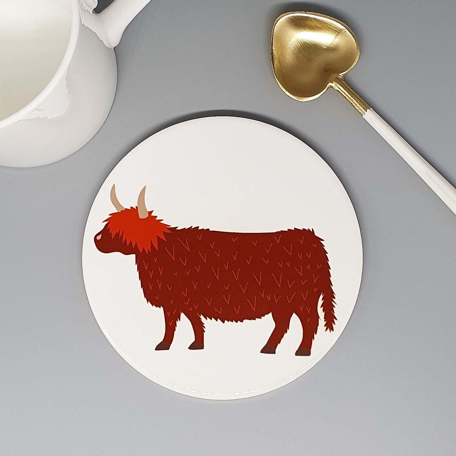 Highland Cow large ceramic coaster