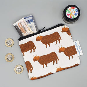 Highland Cow handmade cotton coin purse