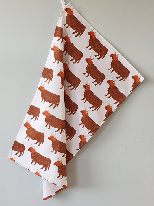 Highland Cow tea towel