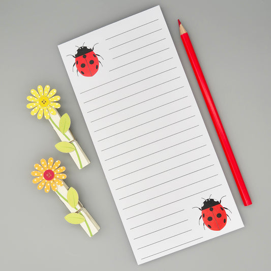 Ladybird magnetic list pad with two ladybirds and lined paper
