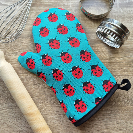 Ladybird repeat pattern single oven glove