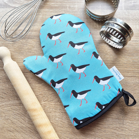 Oystercatcher repeat pattern single oven glove