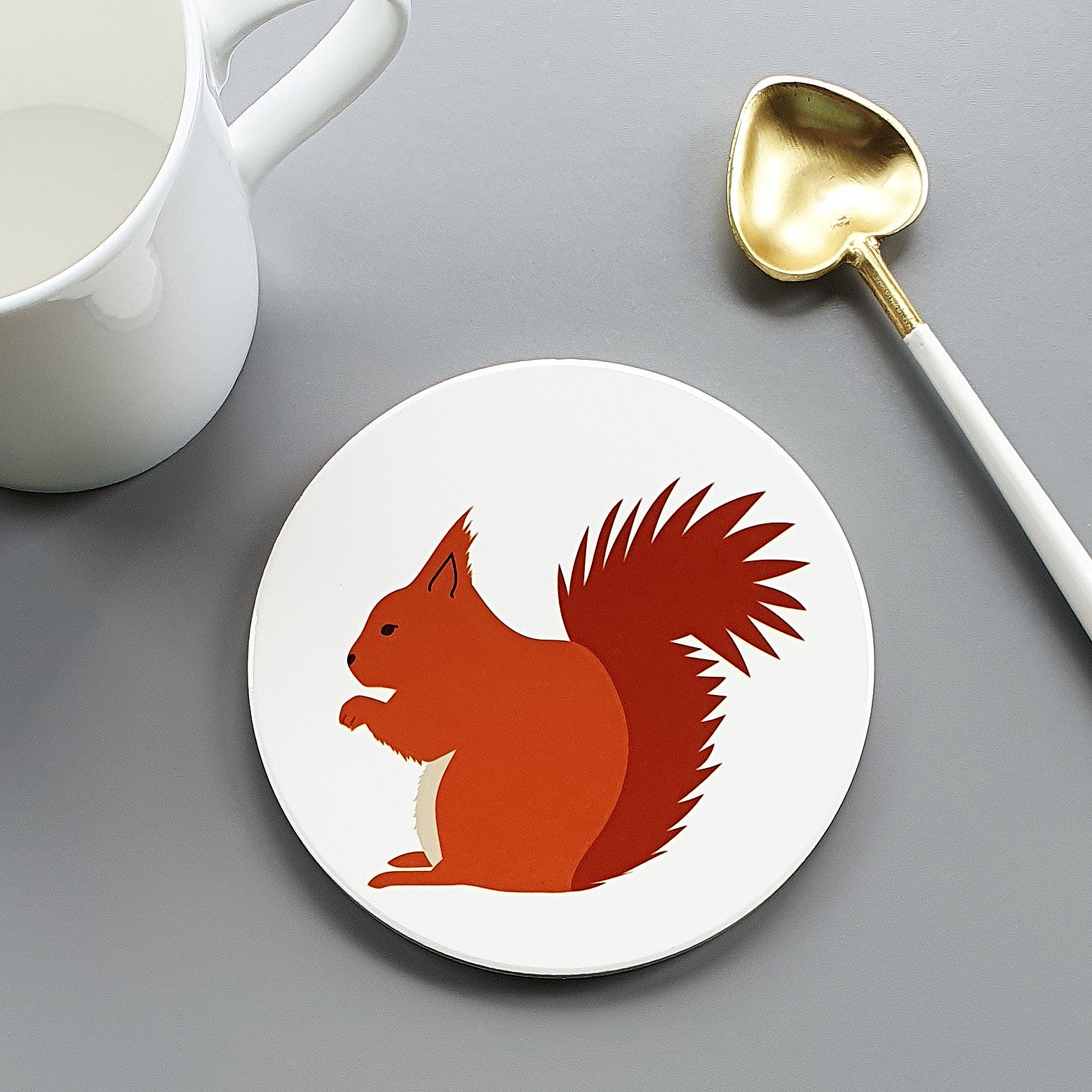 Red Squirrel large ceramic coaster