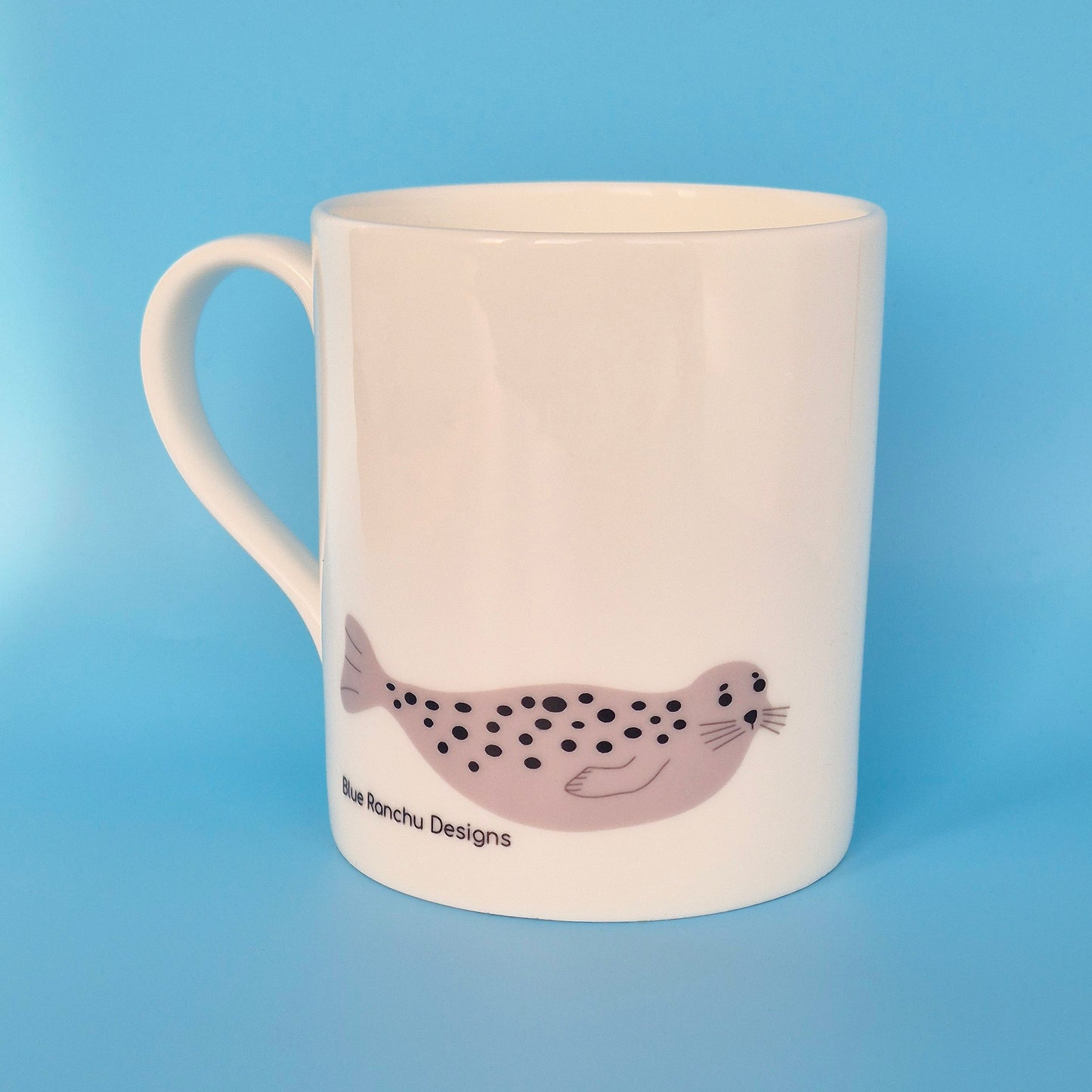 Grey Harbour Seal on a bone china mug