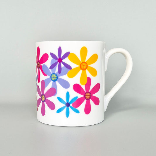 Summer flowers bone china mug with multicoloured flowers