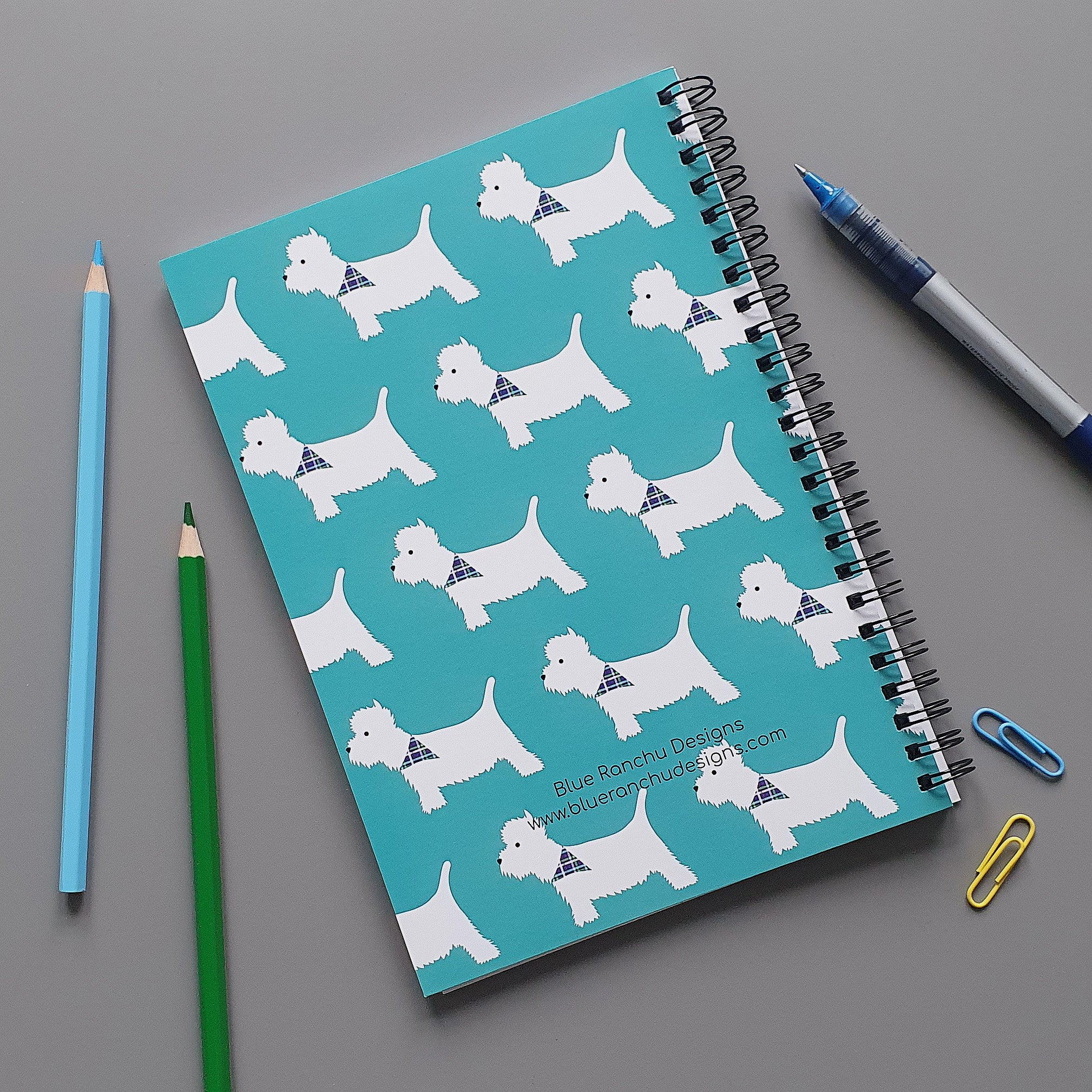 West Highland Terrier (Westie) Pattern A5 Wirebound Notebook