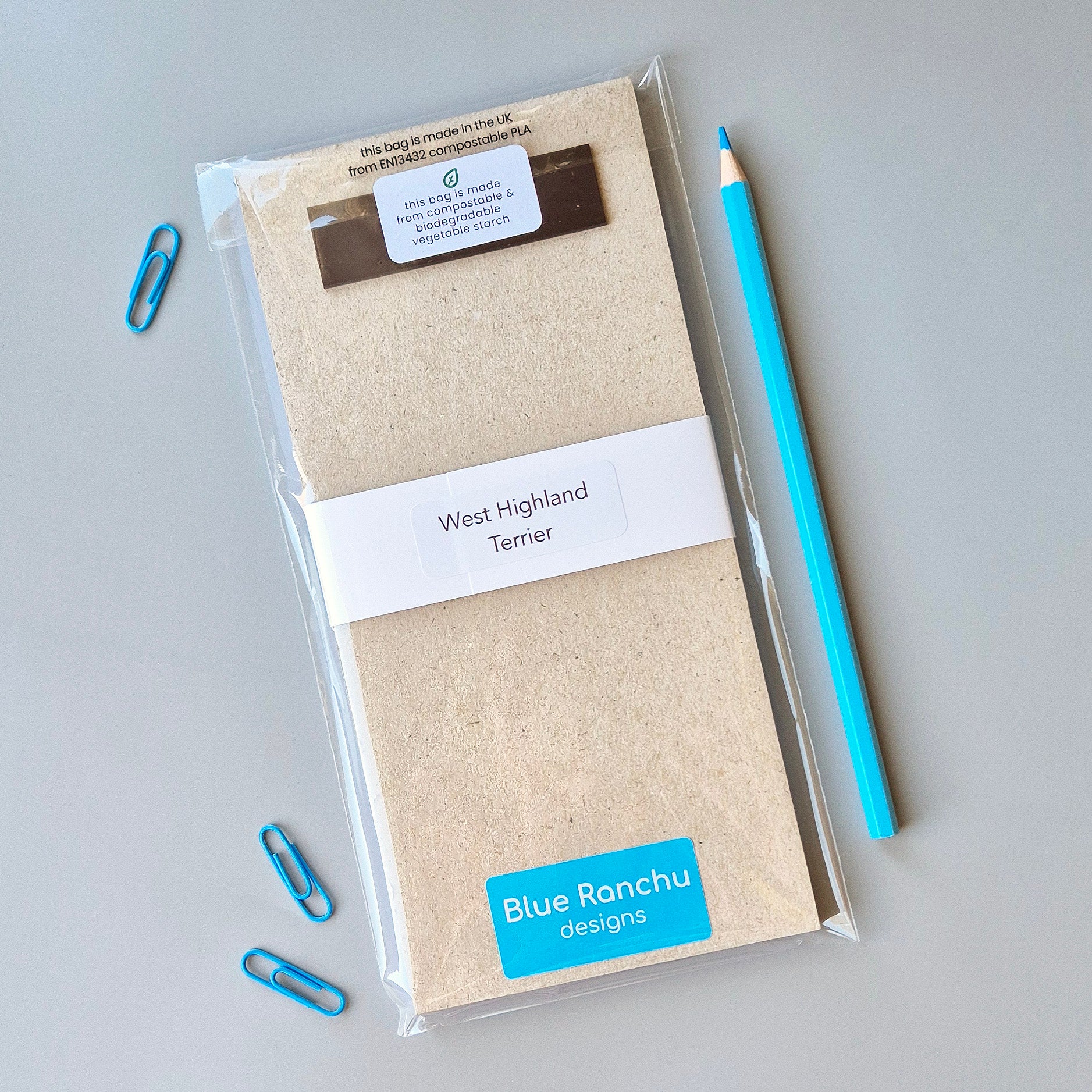 Westie magnetic list pad with eco-packaging