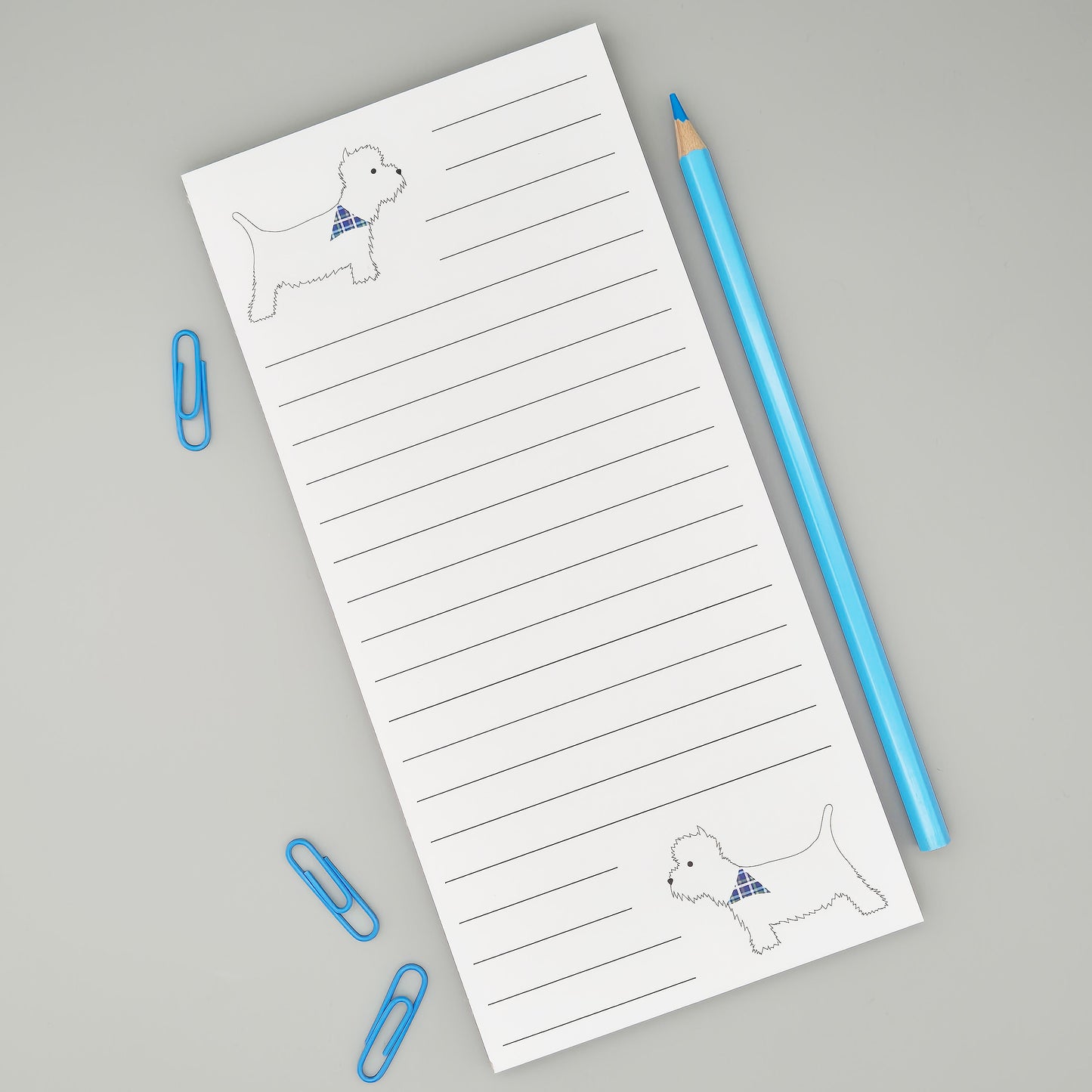 Westie magnetic list pad with lined paper