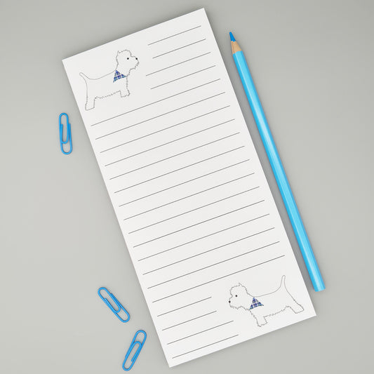 Westie magnetic list pad with lined paper