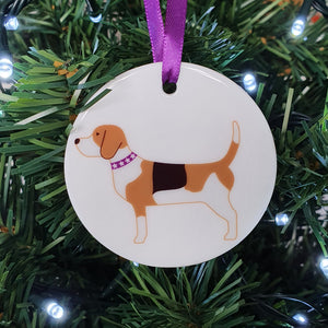 Beagle ceramic hanging decoration in Christmas tree