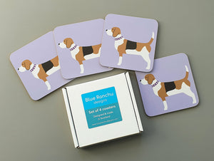 Set of 4 Beagle Coasters with gift box