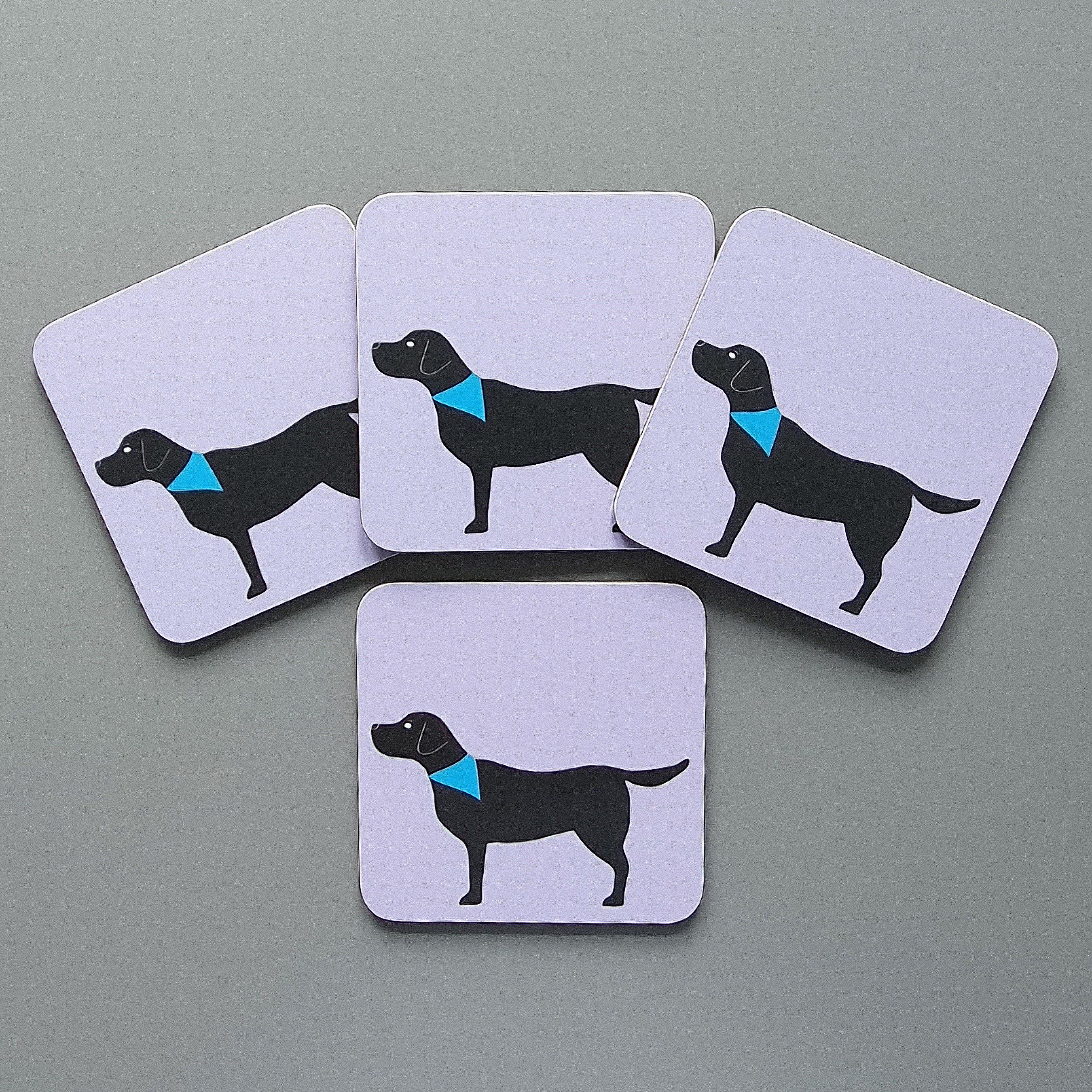 Labrador Coasters Black Labrador Coasters - Set of 4. Dog-themed gifts. Blue Ranchu Designs