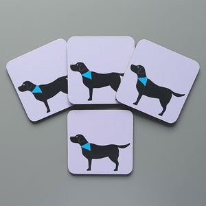 Set of 4 Black Labrador Coasters
