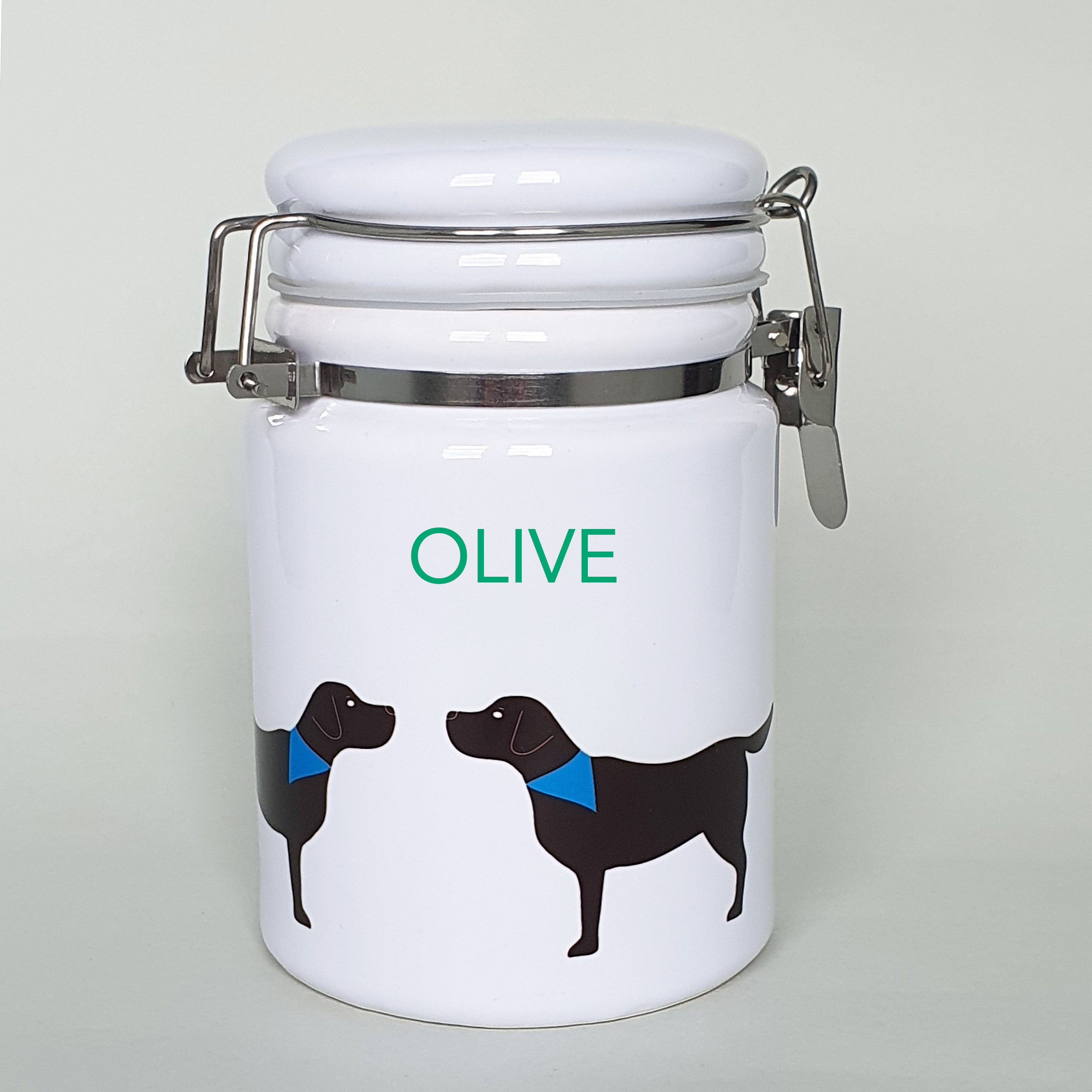 Black Labrador ceramic storage jar with customisation