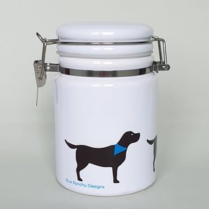 Black Labrador ceramic storage jar