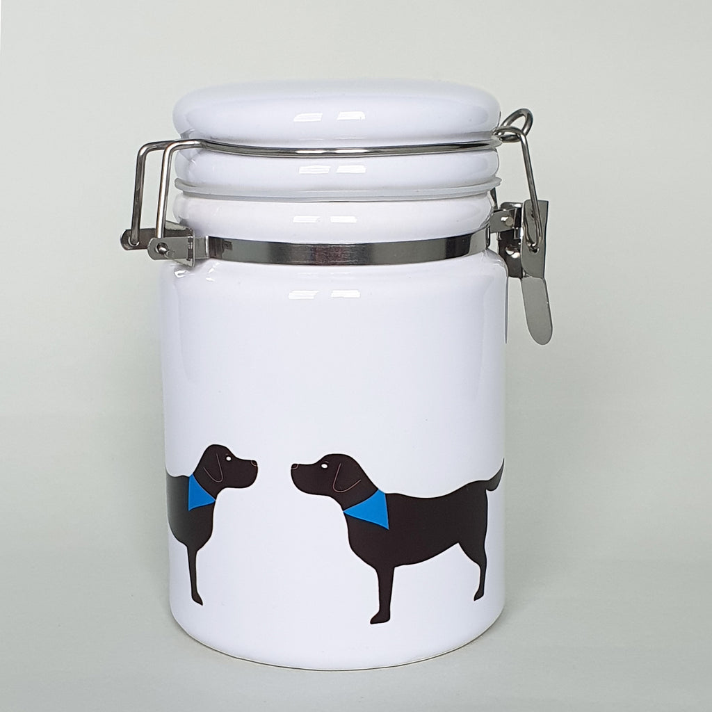 Black Labrador ceramic storage jar