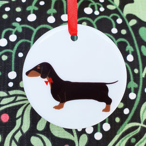 Black & Tan Dachshund Ceramic Hanging Decoration