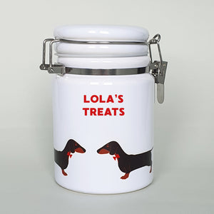 Black & Tan Dachshund storage jar with customisation