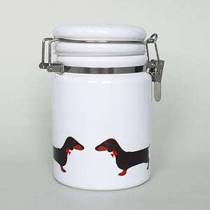 Black & Tan Dachshund ceramic storage jar