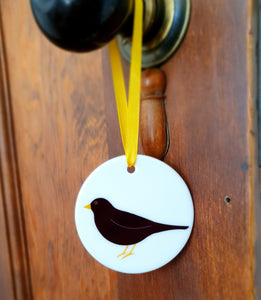 Blackbird Ceramic Hanging Decoration on door