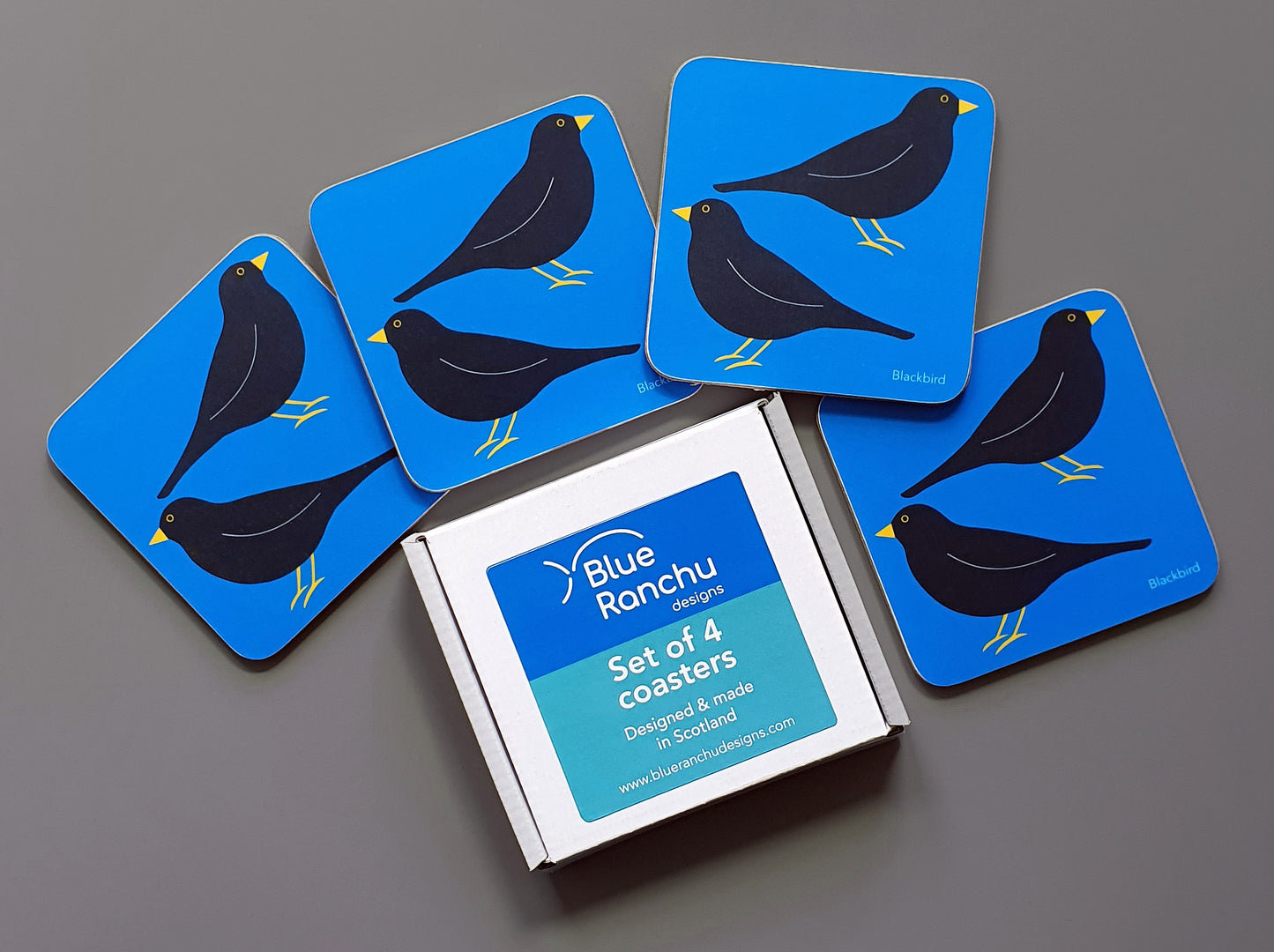 Set of 4 Blackbird coasters