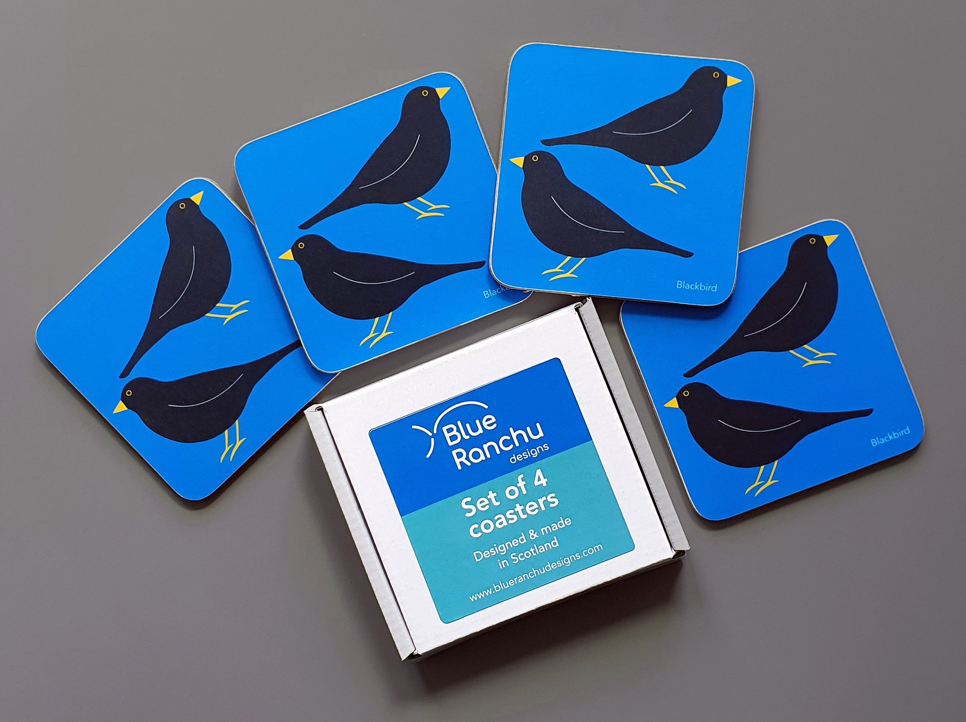 Set of 4 Blackbird coasters