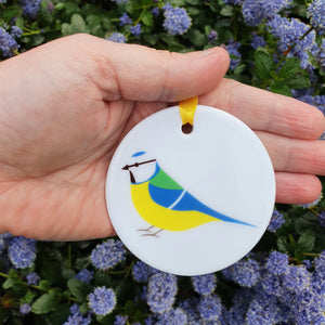 Blue Tit ceramic hanging decoration