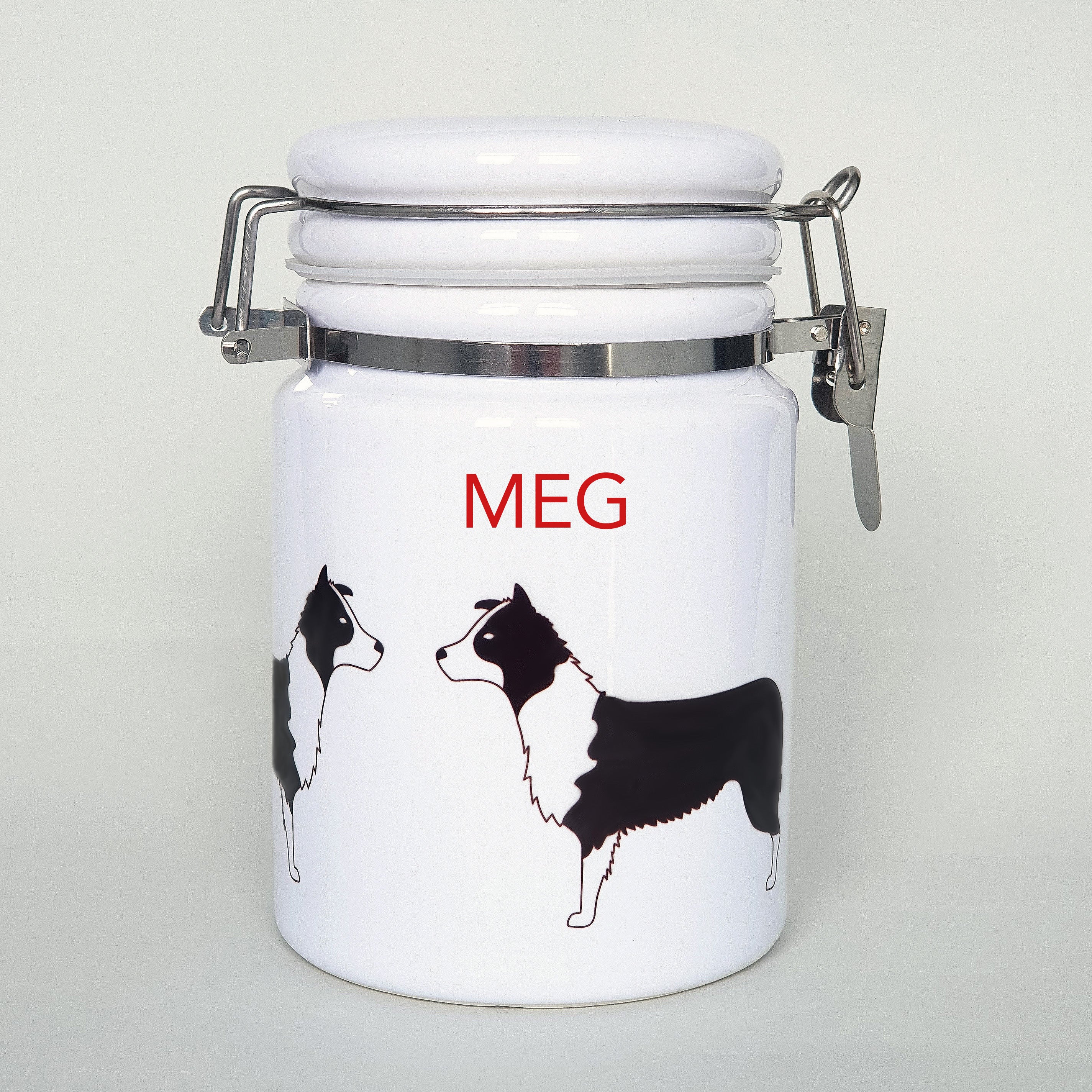 Border collie ceramic storage jar with customisation