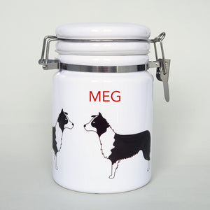 Border collie ceramic storage jar with customisation