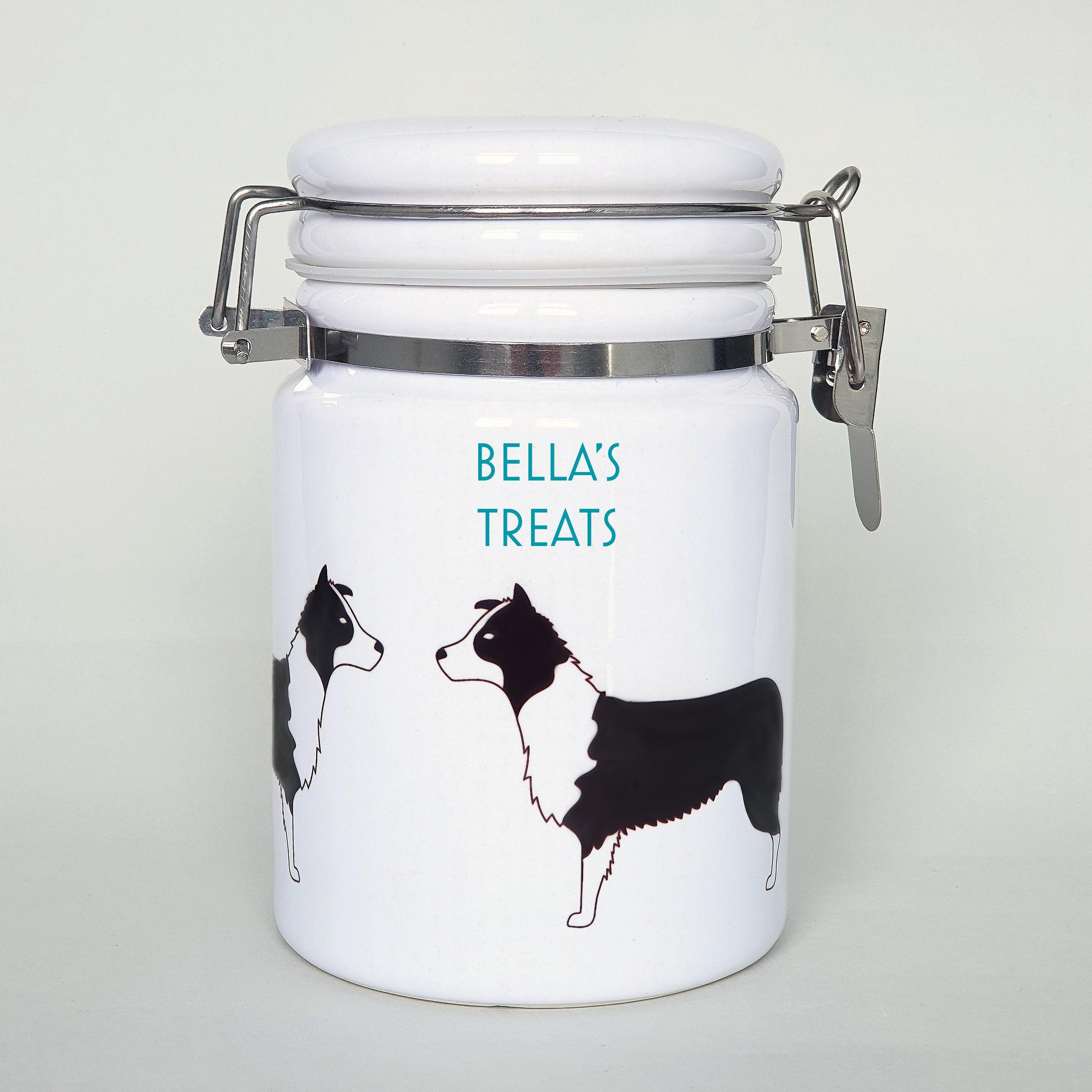 Border collie ceramic storage jar with customisation
