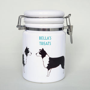 Border collie ceramic storage jar with customisation