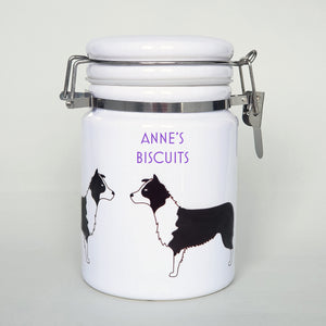 Border collie ceramic storage jar with customisation
