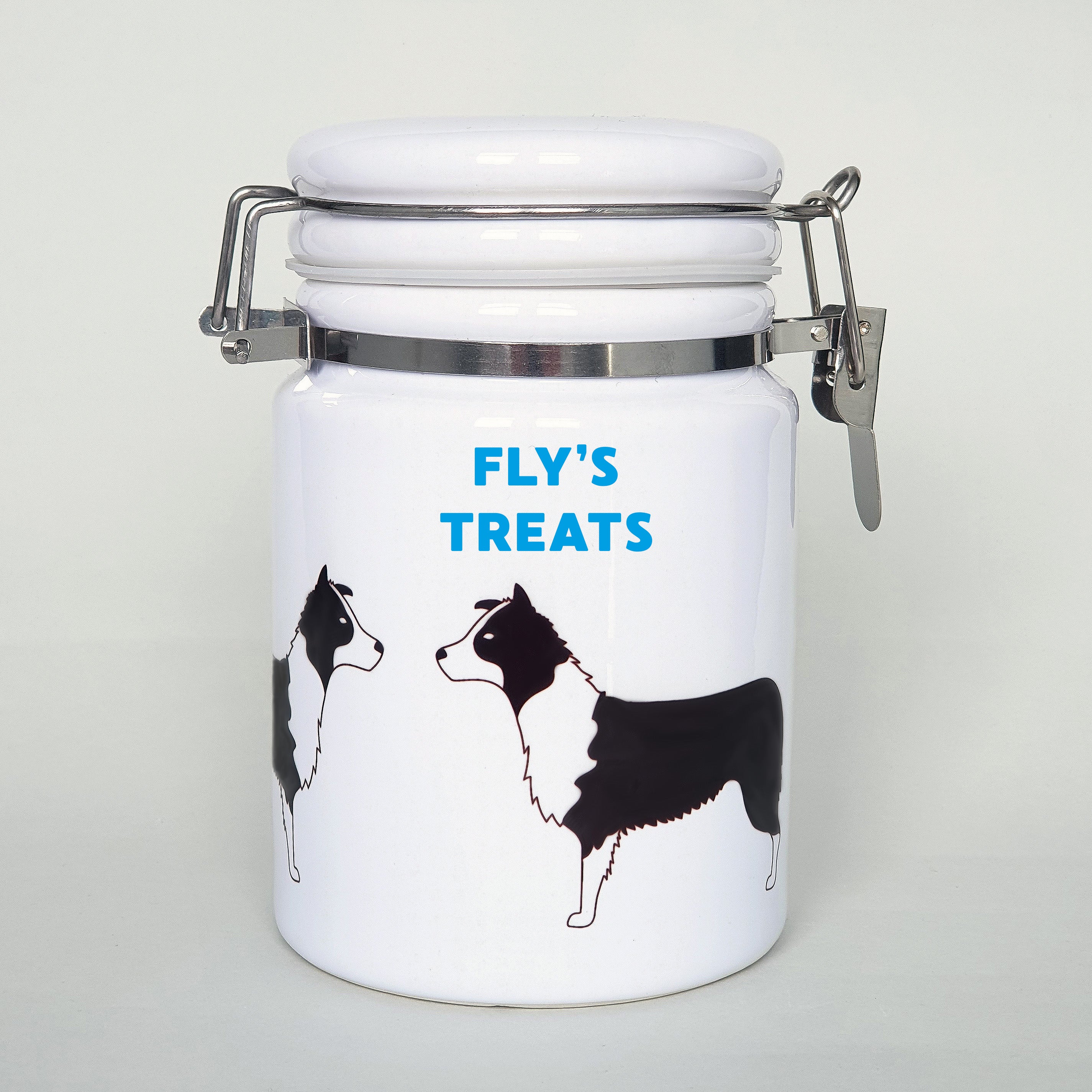 Border collie ceramic storage jar with customisation
