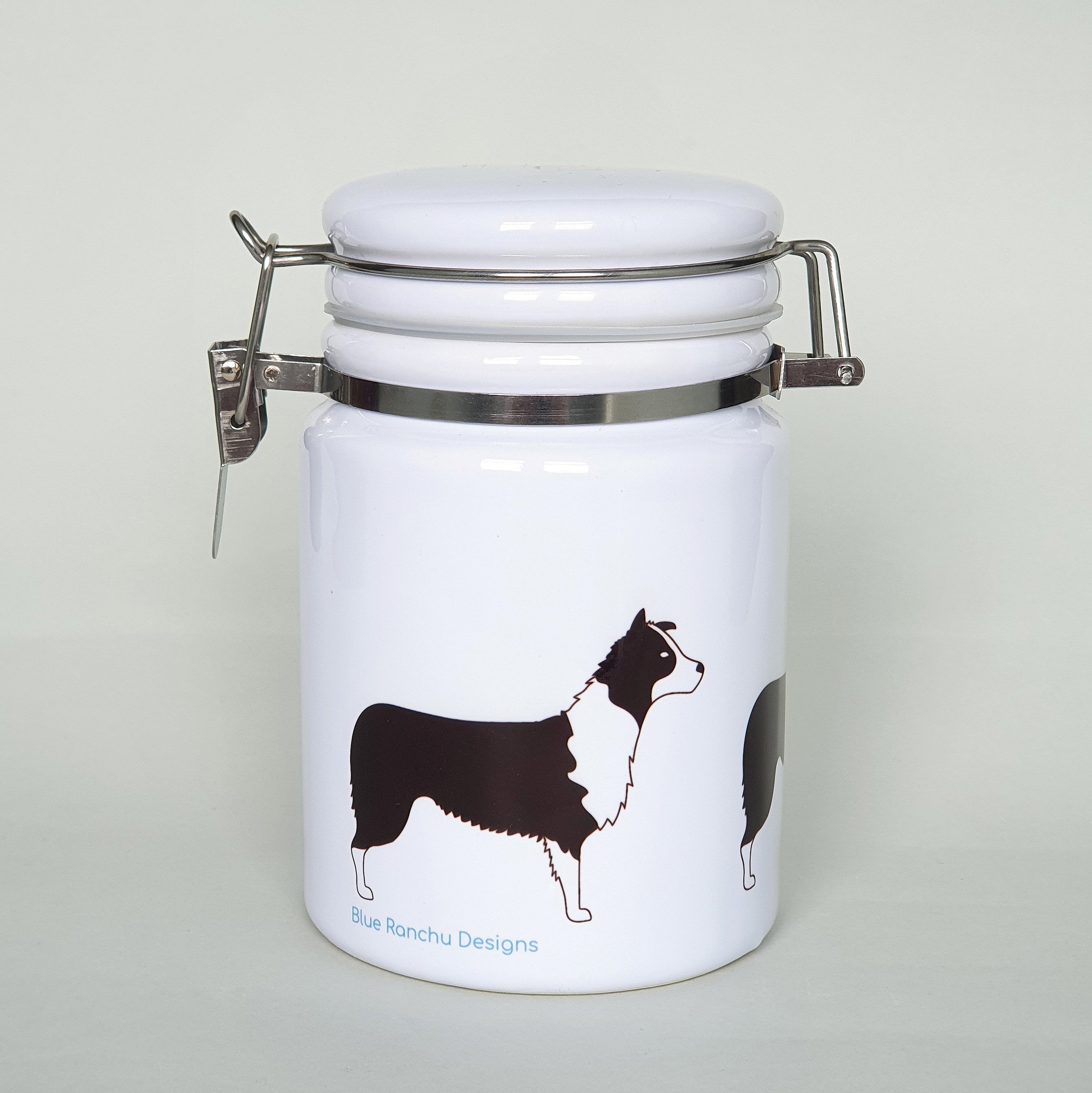 Border Collie ceramic storage jar