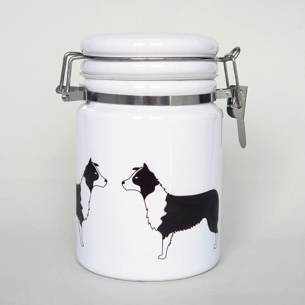 Border Collie ceramic storage jar