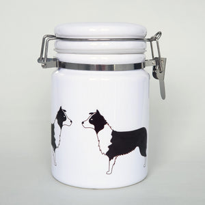 Border Collie ceramic storage jar